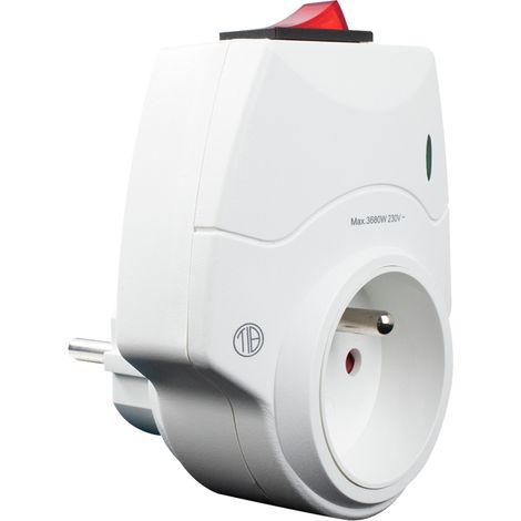 Tibelec – Prise parasurtenseur 16A – Protection contre surtensions et foudre – Indice de protection IP20 – 3680W max – Voyant de fonctionnement