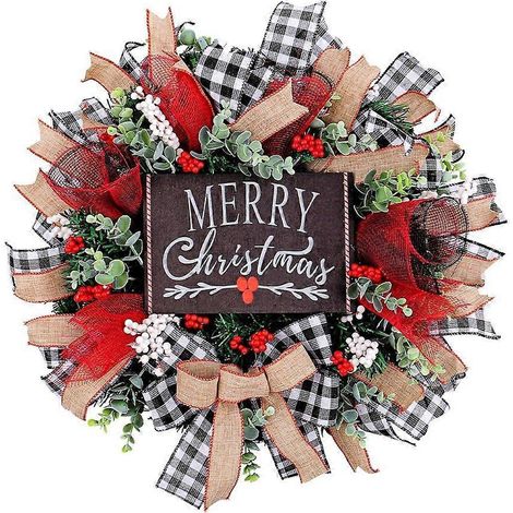 Couronne de Noël décorative pour porte d'entrée, foyer, bureau, porche et fête de célébration. (1/4)