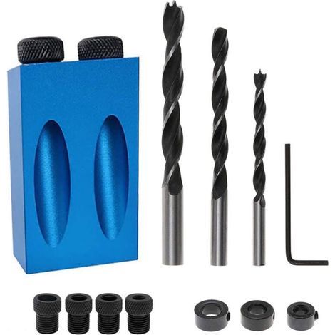 Multifunktionaler Winkelpositionierer für Holzbearbeitung – 14-Loch-Spannset für 15°-Winkelbohrungen, inklusive 6/8/10-mm-Bohrer und Schraubzwinge, Holzbearbeitungsset (1/4)