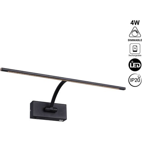 Aplique Para Cuadros LED Con Bateria Recargable - Dimmable - 4W - Blanco Cálido - Negro