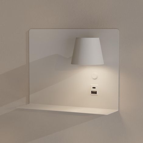 Aplique de parede para leitura com porta USB e USB-C "BASKOP" - 6W - Esquerda e Direita Direita