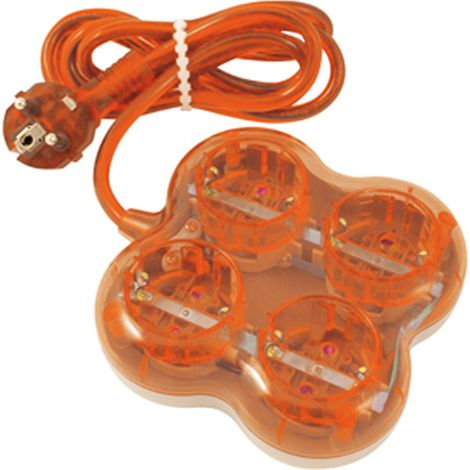 Base 4x16A cuadrada transparente color naranja