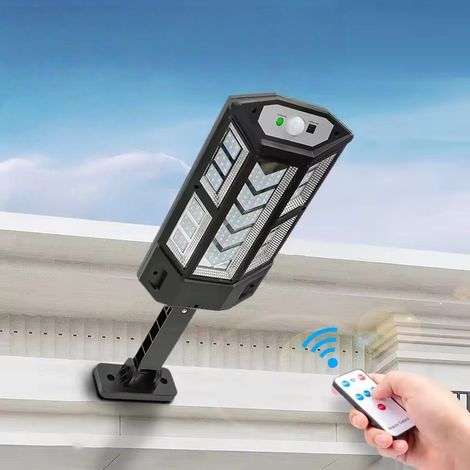 Applique Murale Solaire Extérieure LED COB avec Détecteur de Mouvement et Télécommande – Lampe Étanche IP65 pour Jardin, Terrasse, Cour, Allée – Blanc Froid (1/4)
