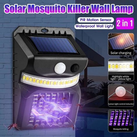 Applique Murale Solaire 2 en 1 avec détecteur de Mouvement et Anti-moustiques, éclairage extérieur LED, 3 Modes (1/4)