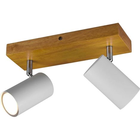 Spot 2xGU10 bois et  blanc mat - Trio - Marley (1/5)