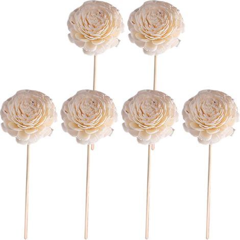 Handmade White Rattan Fragrance Diffuser Sticks with Dried Flowers, 6 Pieces, High Durability and Volatility, Wedding and Window Display Decoration (1/5)