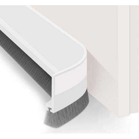 2 x Draught Excluder Brush, 100 cm Adhesive Bottom Door Seal for Anti Cold Insulation (White) (1/5)