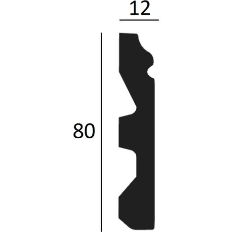 PROVISTON Sockelleiste Kunststoff Polyurethan 80 x 12 x 2000 mm Weiß Fußleiste mit Kabelkanal Bodenleiste (1/4)