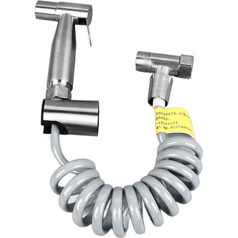 Douchette de bidet portable pour toilettes et couches lavables, jet d'eau réglable, en acier inoxydable, ensemble de douchette de bidet pour salle de bain. Pression d'eau réglable. (1/5)