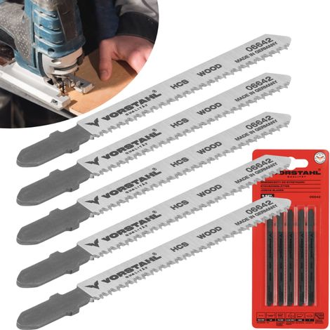 Lames de scie sauteuse pour bois, en forme de T (T) 100 mm  5 pièces  Vorstahl (1/5)