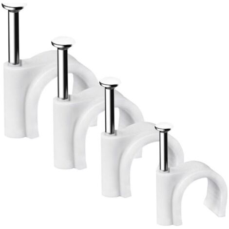 Lot de 400 clips de câble ronds solides et durables, Attache Câble, Range Câble, Fixation Câble électrique, Clips Câble, 4 tailles de 4 mm, 6 mm, 8 mm, 10 mm - Pour ranger les câbles (1/5)