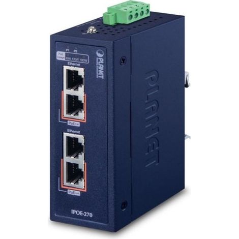 PLANET IPOE-270 switch Energía sobre Ethernet (PoE) Azul (1/3)