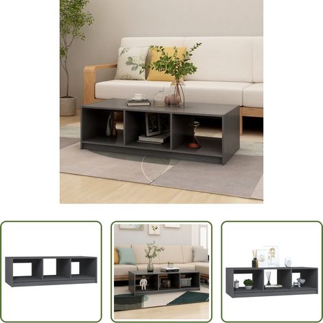 Massivholz Couchtisch -  Couchtisch Grau 110x50x34 cm Massivholz Kiefer (1/5)