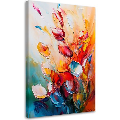 Tableau déco Fleurs colorées Effet peinture à l'huile 60x90 (1/5)