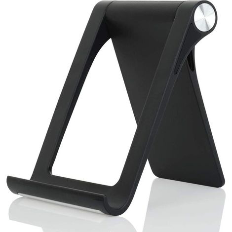 Support de téléphone réglable multi-angles pour iPhone 16, 15, 14, 13, 12, 11 Pro Max, XS, XR, 8 Plus, 6, 7, Samsung Galaxy S23, Android (Noir) (1/5)