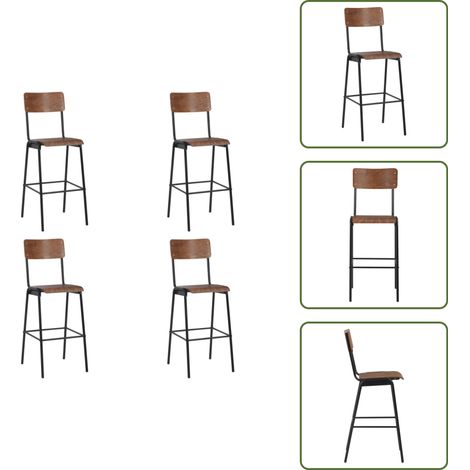 Sillas apilables - vidaXL Taburetes de cocina 4 unidades madera contrachapada y acero - Sillas de madera