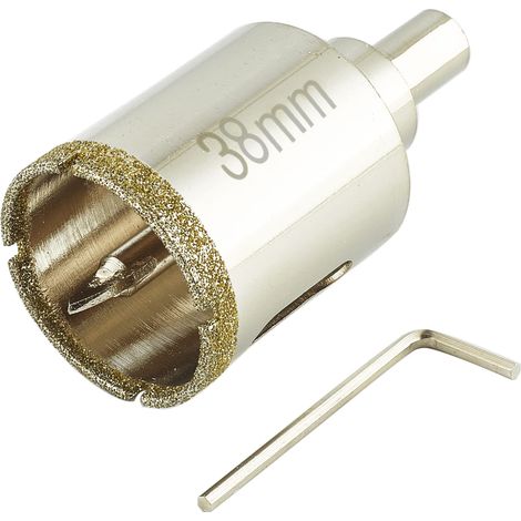 Scie cloche diamant de 38mm avec foret pilote, pointe pour carrelage de 38mm avec foret de guidage au centre pour verre, porcelaine, carrelage, céramique, marbre et granit (1/5)