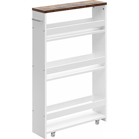 Carrello portaoggetti mobile 47,5 x 13 x 80,5 cm design moderno 4 pratici ripiani legno vintage colore caffè 200019379