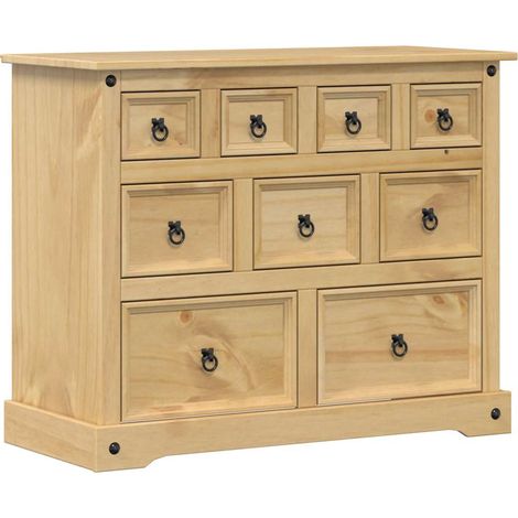 vidaXL Cassettiera Corona 101x45x82 cm in Legno Massello di Pino