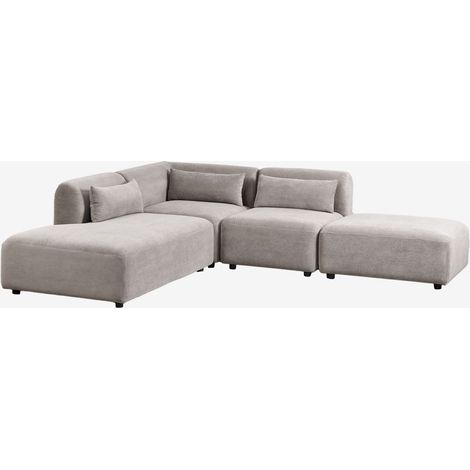 SKLUM 3-teiliges modulares Ecksofa mit Chaiselongue links und Fogler-Hocker                                   