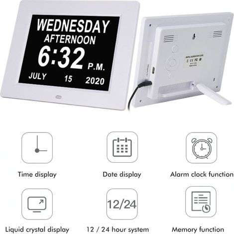20 cm digitaler Wecker mit Kalender, großem automatisch dimmendem Display, riesiger Digitalanzeige, elektronischer Wecker für Zuhause (1/3)