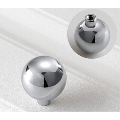 Set di 5 pomelli cromati per cassetti, pomelli per armadi, maniglie per porte a forma di sfera cromate, pomelli per porte in zinco massiccio (1/5)