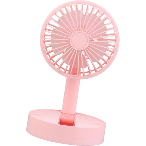 Ventilateur de bureau pliable, silencieux et puissant, compact, sur pied, à trois vitesses, rose. (1/2)