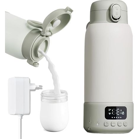 Chauffe-biberon Portable pour Bébé, 500 ml, Chauffage Rapide de 35 à 70 °C pour le Lait Maternel et L'eau, Contrôle Précis de la Température pour les Voyages, la Voiture et les Activités en Plein Air (1/5)
