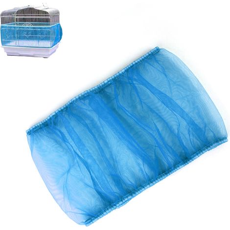 2 tailles Filet de protection pour cage à oiseaux, maille aérée, jupe extensible avec sangles élastiques, bleu (1/5)
