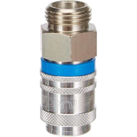 1 - Coupleur Rapide - Raccord Métal - Universel 1/2 Mâle - Pour Air Comprimé Et Outils Pneumatiques - Argent - 1/2 Pouces