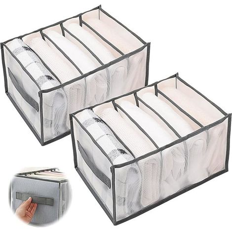 Organisateur Tiroir Vêtement en Maille Pliable - Compartiment Lavable pour T-Shirts, Chemises et Pantalons - Pull-5 Grille Gr Label