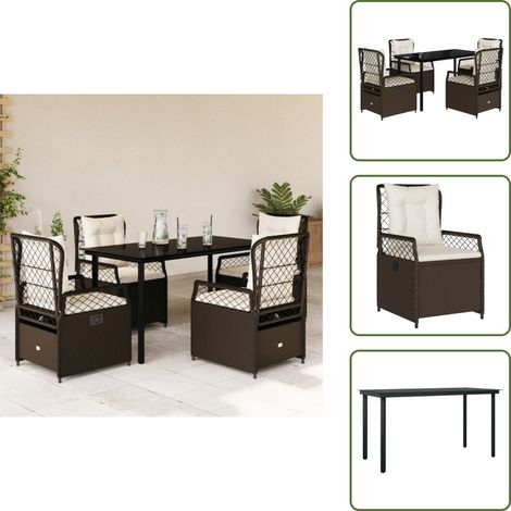 Cojines para sillas - vidaXL Set comedor de jardín 5 piezas y cojines ratán sintético marrón - Mesa de jardín