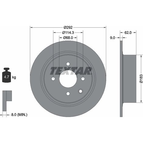 Lot de 2 Disques de frein Textar 92234303 NISSAN 43206EM10A 43206EW81B