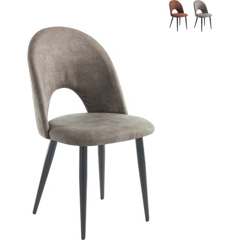Set 4 sedie in pelle sintetica grigie cm. H.87 L.48 P.54 (1/5)