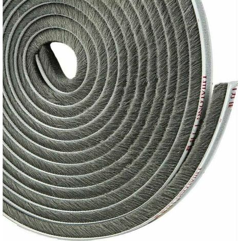 Joint brosse adhésif pour porte coulissante, isolation anti-froid et anti-poussière, longueur 4,9 m, largeur 5 mm, épaisseur 9 mm, couleur grise Crezuo (1/4)