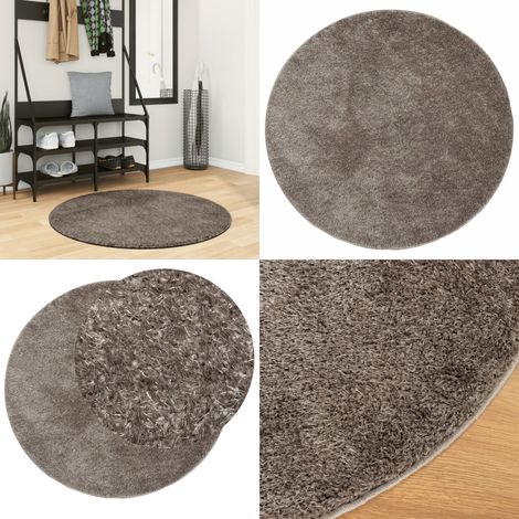 Tapis ISTAN à poils longs aspect brillant gris Ø 100 cm - Tapissalon - Tapis Chambre - Tapis Décoratif - Tapis Moelleux - Tapis Antidérapant - Home & Living