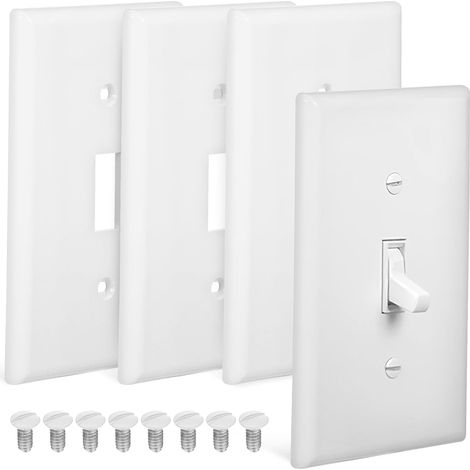 Lot de 4 Plaques Murales Blanches en Polycarbonate pour Interrupteur à Bascule, Design Simple et Résistant aux Chocs, Remplacement Facile et Protection (1/5)