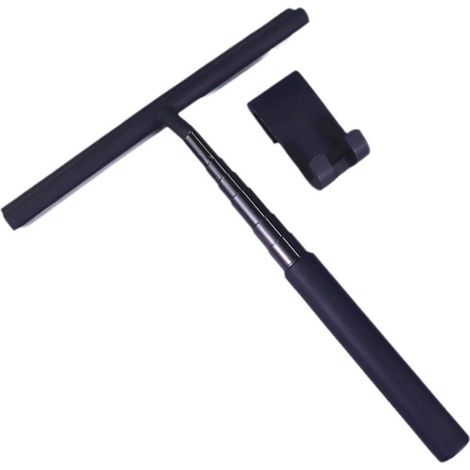 Raclette télescopique pour vitres et portes vitrées avec support long, idéale pour le nettoyage des murs et des surfaces élevées