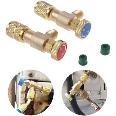 BARKBUSTERSLot de 2 adaptateurs de remplissage réfrigérant Valve de sécurité Coupleur rapide Climatiseur R410A R22-