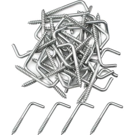 40 Pcs Vis à Crochet en L Multifonctionnel Crochet a Visser Vis à Crochets Carrés en Acier au Carbone pour Suspendre Plantes, Ustensiles de Cuisine, Carillons Éoliens, Lampes (1/5)