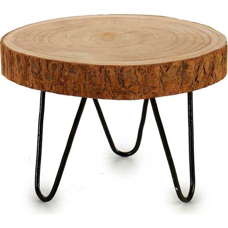 Décoration centre de table en bois naturel et métal noir 28x28x20cm (1/4)