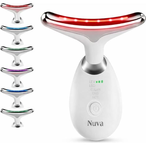 Appareil de massage visage 7 en 1 - EMS Appareil de levage du visage et du cou avec luminothérapie LED et Gua Sha chauffé à 45 °C pour raffermir la peau et anti-âge (1/5)
