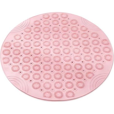 Runde Duschmatte – PVC – Rutschfest – Mit Saugnapf – Mit Abflussloch – Maschinenwaschbar – 55 x 55 cm – Rosa (1/5)