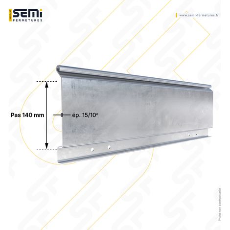 Lame finale pour rideau métallique 15/10ème – Pas 140 – L 6000 – Avec serrure – Avec cornière – Acier galvanisé (1/2)