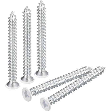ST5x50mm Blanc Vis Autotaraudeuse, 25pcs Plat Tête Phillips Bois Vis pour Travail Bois (1/5)