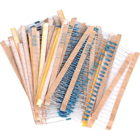 Metallfilmwiderstände, 1/4W Ringwiderstandsset, 5 Farben, lösungsmittelbeständig, 10Ω-1MΩ für elektronische DIY-Projekte.