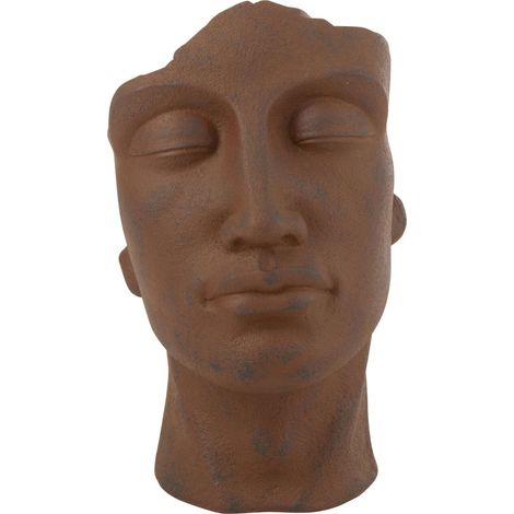 Cache pot visage en poterie rouille - rouille (1/4)