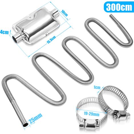 Wolketon 300cm Abgasschlauch Abgasrohr für Diesel-Auspuffrohre – Flexibler Metallschlauch mit 2 Schellen ideal für Standheizung und Stromerzeuger (1/3)
