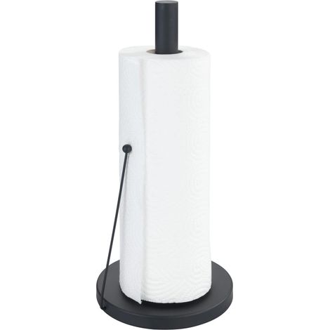 Wenko Portarotolo di carta Clayton, portarotolo nero Black Outdoor Kitchen per comuni rotoli da cucina, supporto indipendente in metallo verniciato a polvere, accessorio per cucina Ø 15 x 33 cm (1/5)