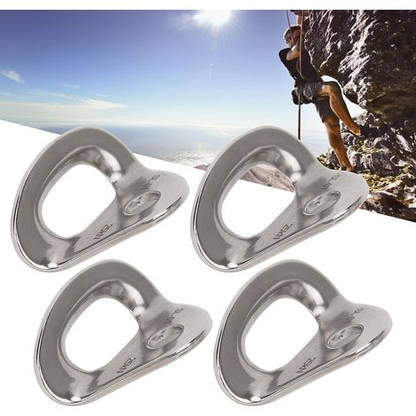 4 placas de anclaje para escalada, anclajes de acero inoxidable, capacidad de carga de 25 kN con pulido vibrado para rápel, rescate e ingeniería. (1/4)